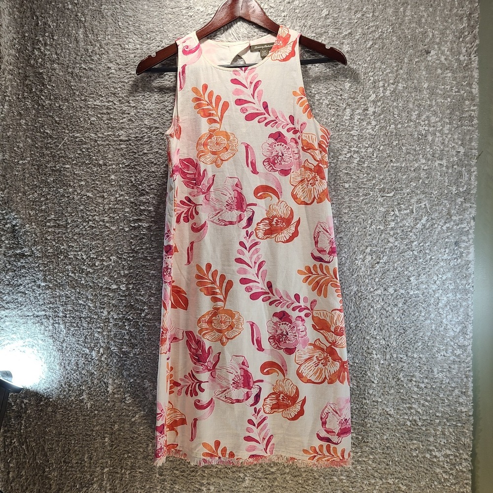 Tommy Bahama Linen Viscose Women Shift Dress Paisley Print Small Lined